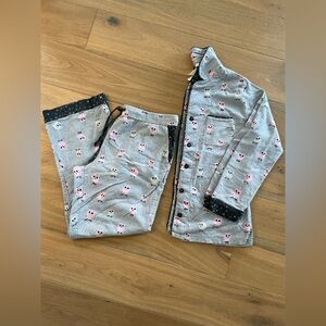 munki munki Gray Pajama Set with Pink Owl Design